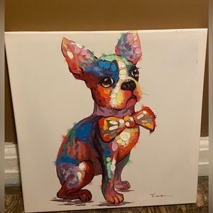 It’s a very beautiful/colorful painting of a dog